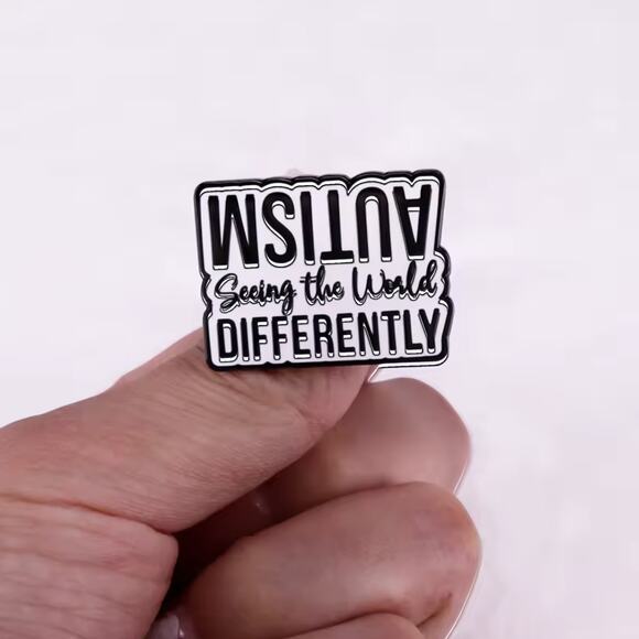 Autism Awareness Enamel Pin Seeing World Differently Message Metal Pin - Picture 6 of 9